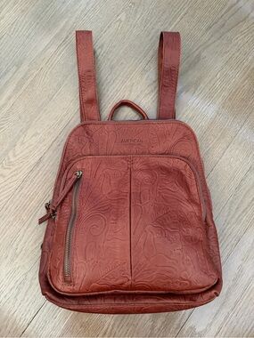 American Leather Co. Cleveland Tooled Brown Leather Backpack
